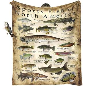 Marine Life Flannel <b>Blanket</b> Throw <b>Blanket</b> Nap <b>Blanket</b> Fade Resistant Lightweight for Travel <b>Camping</b> Custom Print Wholesale - Product Image 1