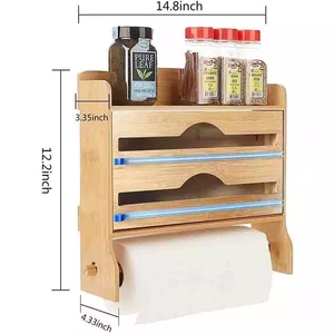 2 in 1 bambu duvara montaj kilitli çanta depolama organizatör ahşap kilitli çanta düzenleyici - Product Image 1