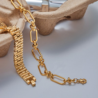 Vente en gros de bracelets en chaîne trombone faits à la main de haute qualité en acier inoxydable or 18 ct bracelets à maillons tendance pour femmes