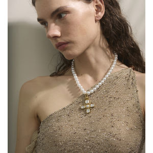 JINYOU-Collier élégant en acier inoxydable plaqué or 18 carats avec pendentif en forme de croix et de zircon cubique, chaîne de perles, cadeau, 965 - Product Image 5