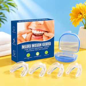 4er-Pack Zahnschienen für die Nacht, Wiederverwendbarer Mundschutz, Formbarer Zahnschutz, Verhindert Schnarchen, Verbessert den Schlaf - Product Image 1