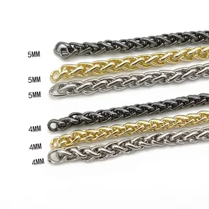 Großhandel Custom 5MM Twisted Link Chain Metall beutel kette für Geldbörse