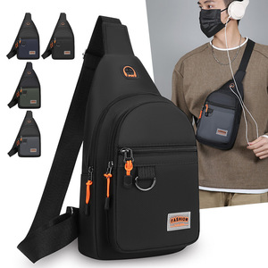 Men's Chest Bag Oxford Cloth Crossbody Bag Fashionable For Commuting Travel Casual Use Army Green Dark Blue Gray Black - Product Image 1