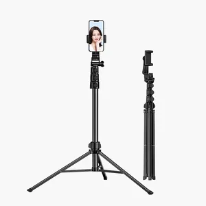 Kwaliteit Metalen Opvouwbare Draagbare Selfie Telefoon Statief Stand Voor Live Stream Gratis Passen Hoek Met Draadloze Afstandsbediening Telefoon Houder