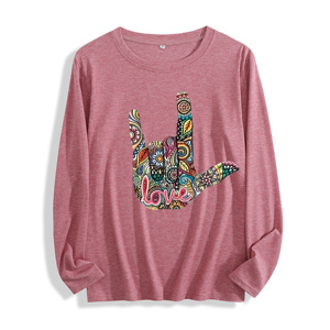 Tessuto morbido "Boho Love Hand Sign Graphic" <span class=keywords><strong>T</strong></span> <span class=keywords><strong>Shirt</strong></span> a manica lunga Multi colori - Product Image 4