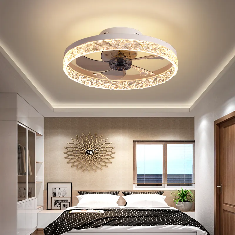 Factory Direct Sale Bedroom Invisible Room Modern Led Ceiling Fans Light With Remote Control