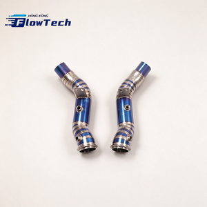 ชุดท่อลง FlowTech ไทเทเนียม สีฟ้าเบิร์น สำหรับ Alfa Romeo Giulia 2.9T V6 แบบยึดติดโดยตรง - Product Image 3