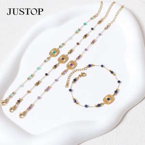 Fancy Bijoux turquesa piedra preciosa pulsera con cuentas elegante piedra Natural Acero inoxidable moda para mujeres niñas patrón en forma de bola - Product Image 2