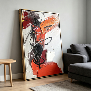 <span class=keywords><strong>Peinture</strong></span> murale <span class=keywords><strong>abstraite</strong></span> verticale professionnelle sur toile, nature morte, peinte à la main, <span class=keywords><strong>rouge</strong></span> et <span class=keywords><strong>noir</strong></span>, impasto, sans cadre, pour décoration intérieure moderne - Product Image 5