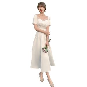 Satin Wedding Dress A-Line Sweetheart Neckline Natural Waist Splicing Simple Style White Gown For Travel Photography - Product Image 5