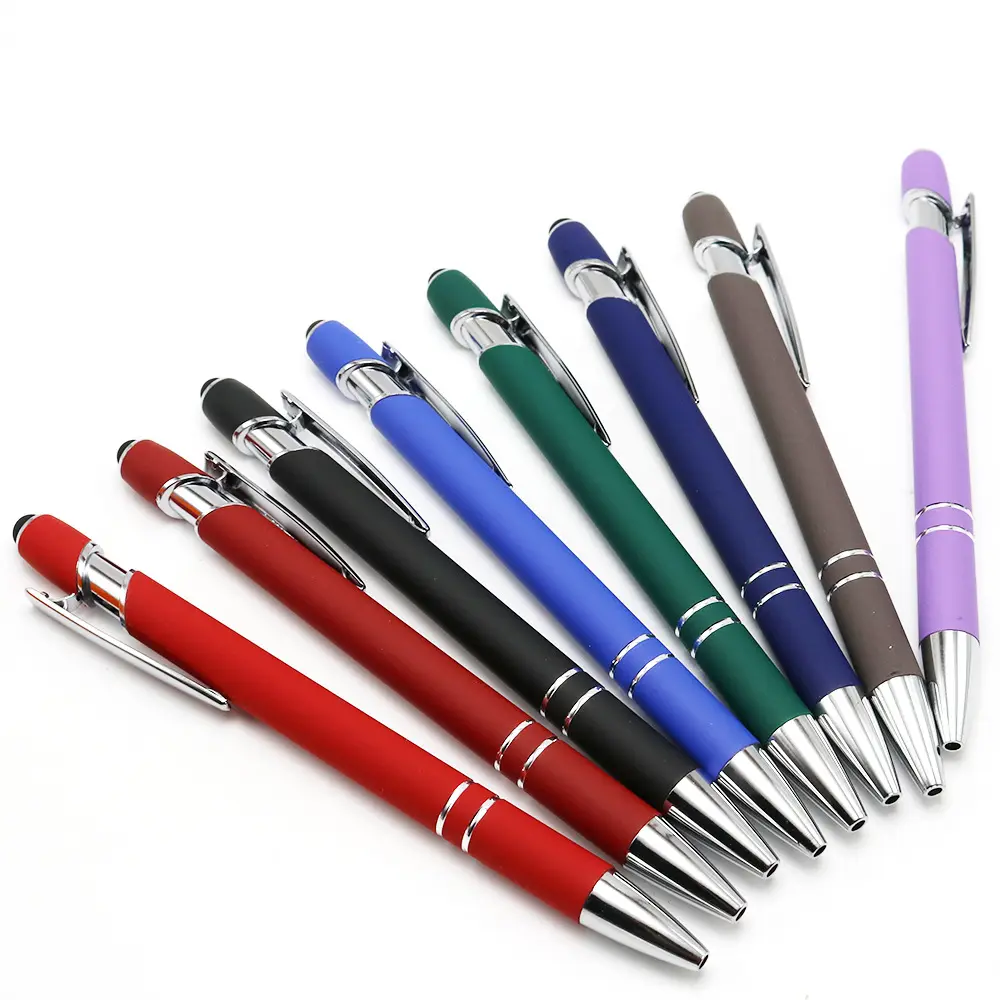 Высокое качество, оптовая продажа, металлическая ручка со стилусом, Подарочный логотип, алюминиевая шариковая ручка на заказ