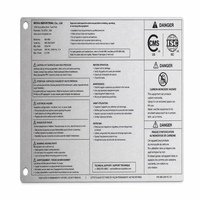 Plaque signalétique métallique en aluminium imprimée et gravée au laser avec support adhésif pour l'identification des équipements industriels