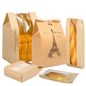 कस्टम खिड़की के साथ रोटी पैकेजिंग पेपर बैग