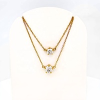 Collar de Cadena con Eslabones y Zirconia de Corte Brillante, Chapado en Oro de 18k sobre Plata de Ley, Hecho a Mano, Regalo de Compromiso para Mujer
