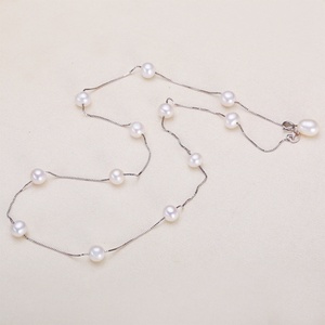 Nouveau collier de clavicule en argent 925 avec perles d'eau douce blanches, motif ciel étoilé, élégant et polyvalent pour femme, collection printemps-été - Product Image 4