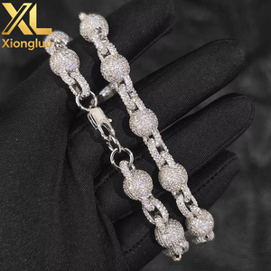 Luxury 18K Gold Bead Chain Bracelet with Full Diamond Round Bead Iced Out Design for <b>Men</b> Women Fine Jewelry Bracelets <b>Bangles</b> - Product Image 3