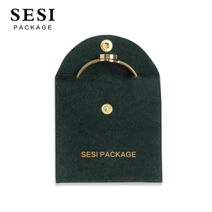 SESI รุ่นใหม่ Pochette Bijoux กระเป๋าใส่เครื่องประดับสีเขียว พร้อมโลโก้ กระเป๋าหนังกลับไมโครไฟเบอร์เนื้อละเอียดพร้อมกระดุม เหมาะสำหรับใส่เครื่องประดับ - Product Image 2