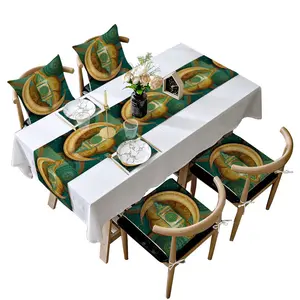 Ensemble de chemin de table en tissu, pour Ramadan, eid, décoration fantaisie musulmane, housse en lin, pêche, décoration