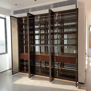 Porte-bouteilles mural de style italien minimaliste moderne et luxueux avec éclairage LED pour bar, maison, cave, villa - Product Image 1