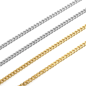 Vente directe usine – Collier et bracelet pour homme en acier inoxydable plaqué or 18 carats, 3 mm, poli double face, style Hip Hop Punk, maille <span class=keywords><strong>gourmette</strong></span> cubaine - Product Image 2