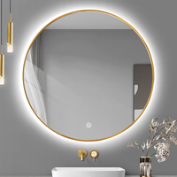 Miroir mural de salle de bain à grand cadre en métal en alliage d'aluminium doré BOLEN