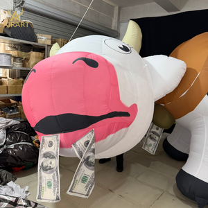 Mascota Inflable Gigante de Vaca Moneda con 2 Partes para Centro Comercial, Banco, Plaza, Publicidad, Evento, Adorno - Product Image 3