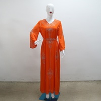 Robe musulmane élégante Dubaï 2025, robe kaftan modeste ornée, abaya d'été en mousseline transparente avec cristaux et strass