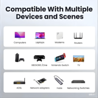 Cat 8 kabel bulat Ethernet jaringan LAN Cat8 Rj45 kabel jaringan kecepatan 40Gbps kabel datar 2000Mhz 26AWG untuk Router Pc TV Laptop