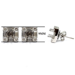Boucles d'oreilles clous tendance pour femme, plaqué or massif 18 carats, diamant taille brillant, pour mariage, fête et cadeau - Product Image 2