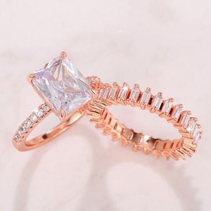 Conjunto de Anillos de Compromiso Princess Square para Mujer, Regalo de Boda o Aniversario, Joyería - Product Image 4