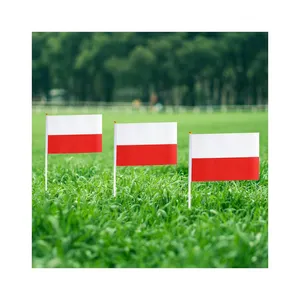 Custom Banner Polyester Polish Small Stick Mini Handvlag Poland Stick Vlaggen Met Vlaggenmast