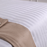 Tissu de literie en satin rayé tissé respirant, teint en fil, blanc, écologique, poids moyen 120 GSM, pour hôtel, prix de gros OEM