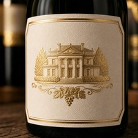 Maßgefertigte Weinflaschenetiketten Geprägte Luxus Wasserfeste Klebeetiketten Gold Heißprägung für Rotwein