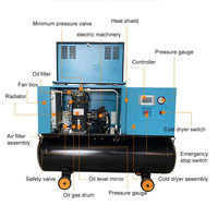 Compresseur d'air mini intégré 4-en-1 le plus vendu 7,5 kW 8 bars 10 bars 13 bars, moteur rotatif à vis VSD silencieux et stationnaire