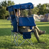 Chaise pliante minimaliste d'extérieur - Mobilier portable pour camping et pique-nique, structure en fer avec corde PE et tissu Oxford