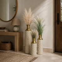 Vase et pot à fleurs décoratifs en métal tressé Art Déco pour arrangements floraux séchés ou artificiels, décoration de mariage et de maison, style ferme fait main