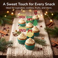 Décorations de cupcakes Père Noël scintillantes pour bébé - Mes premiers Noël - Idéales pour baby shower, révélation du sexe, fête d'anniversaire d'enfants