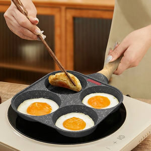 Premium Aluminum Non-stick 4 Holes Egg Frying <b>Pan</b> Granite Coating Pancake Cooker Multi-section Breakfast <b>Pan</b> for <b>Induction</b> Gas - Product Image 3