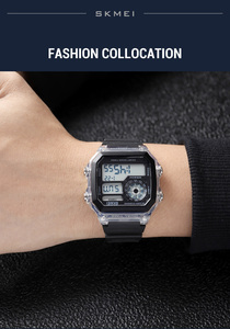 Skmei 1998 Không Thấm Nước Người Đàn Ông Relogio Masculino Người Đàn Ông Của Thể Thao Đồng Hồ Vuông LED Ánh Sáng Đồng Hồ Đếm Ngược 2 Thời Gian Kỹ Thuật Số 50M Sâu Đồng Hồ - Product Image 5