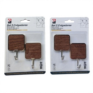 Erpsl Square Wood Hook 2pcs 2.0kg Max Wall Mount Heavy Duty for Coat & Cap - Product Image 1