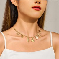 Collier de mode pour femme en cuivre, avec étoile de mer dorée, coquillage et pierre naturelle, style océan, pour soirée, été et plage