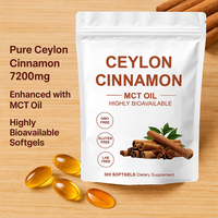 Prix en gros 300 gélules 7200 mg Antioxydant extra fort Supplément biologique hautement concentré Gélules de cannelle de Ceylan pure avec huile MCT
