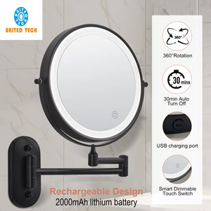 8-inch màu đen hiện đại LED TREO TƯỜNG gương mỹ phẩm 10x độ phóng đại có thể sạc lại cạo râu gương - Product Image 3