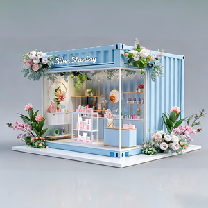 Converted Blue Container Refreshing Floral Pop-Up Shop: Multi-tier Display, Open Glass <strong>Cabinet</strong>, Round Viewing Window - Product Image 2