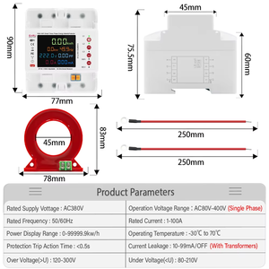 <span class=keywords><strong>Triphasé</strong></span> Tuya WiFi Smart Bi-directionnel Énergie Power Meter Fuite Sur <span class=keywords><strong>Sous</strong></span> Tension Protecteur Commutateur Limite De Courant EAEMP3C - Product Image 3