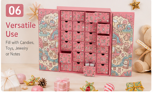 Custom Pink 24 Days Advent Calendar <b>Box</b> with Drawers Rigid Cardboard <b>Christmas</b> Blind <b>Box</b> Mystery Packaging for Gift Wholesale - Product Image 3