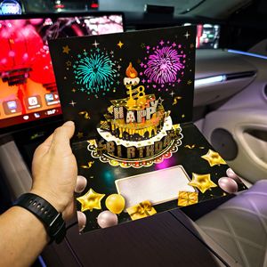 Tarjeta de felicitación emergente 3D personalizada, nuevo musical iluminado, Postales de <span class=keywords><strong>feliz</strong></span> <span class=keywords><strong>cumpleaños</strong></span>, tarjeta de pastel <span class=keywords><strong>con</strong></span> <span class=keywords><strong>música</strong></span> y luz - Product Image 1
