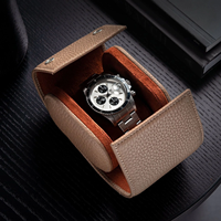 Rouleau de Montre Unique Langqin Style Voyage Personnalisé 1 Fente Carré en Cuir PU Étui de Rangement avec Design Spécial
