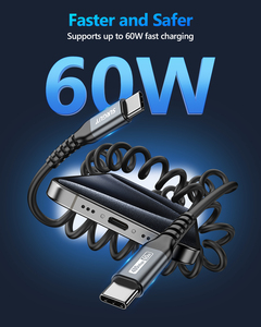 SUNGUY USB C 60W 3A Fast <b>Charging</b> Aluminum Retractable Data <b>Cable</b> for Phone Laptop Power Bank Car - Product Image 2