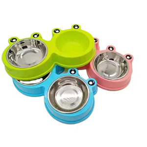 도매 귀여운 개구리 디자인 휴대용 플라스틱 애완 동물 먹이 그릇 사랑 스타일 여러 색상 뜨거운 판매 개 먹는 고양이 물 그릇 - Product Image 3